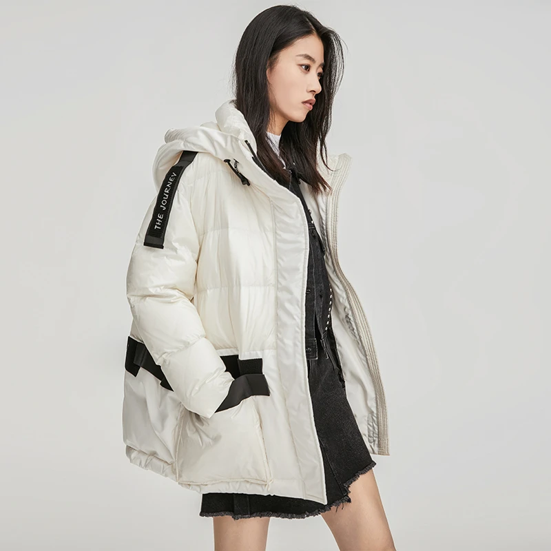 baisihan/百思寒86005白色鹅绒服冬季BI备一件加厚中长款羽绒服女