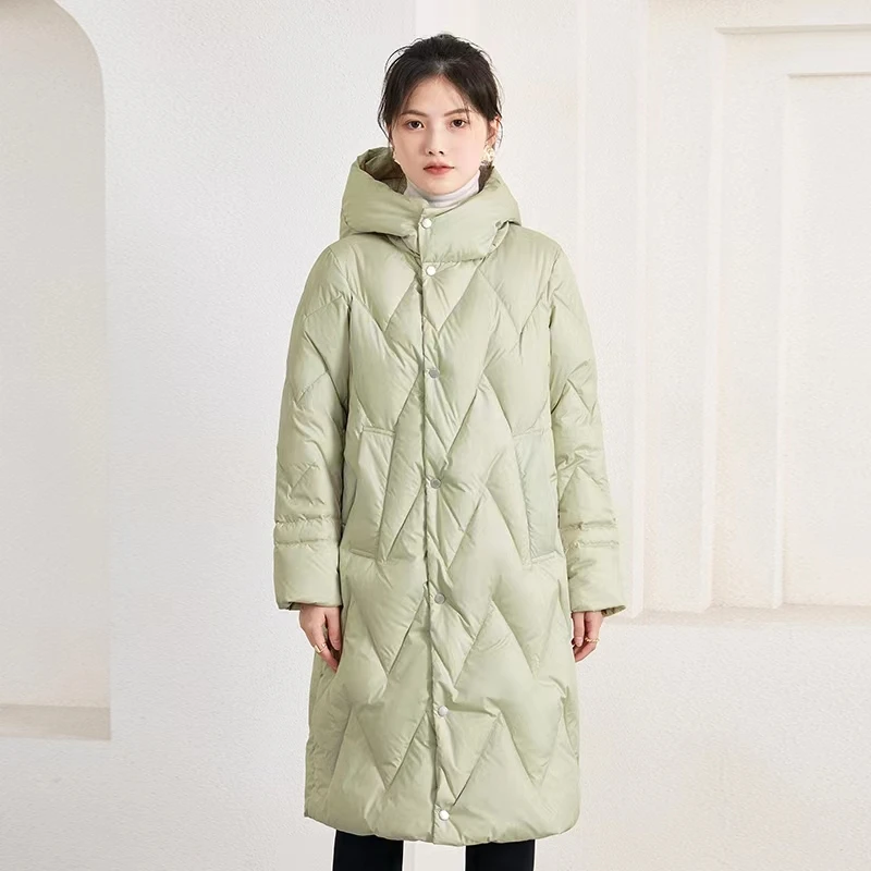 baisihan/百思寒89804冬季新款95白鹅绒连帽中长款羽绒服女加厚