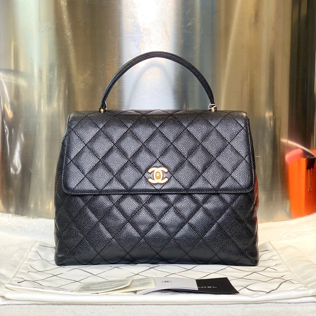 99新 Chanel/香奈儿 古有98新香奈儿黑金kelly公文包1795