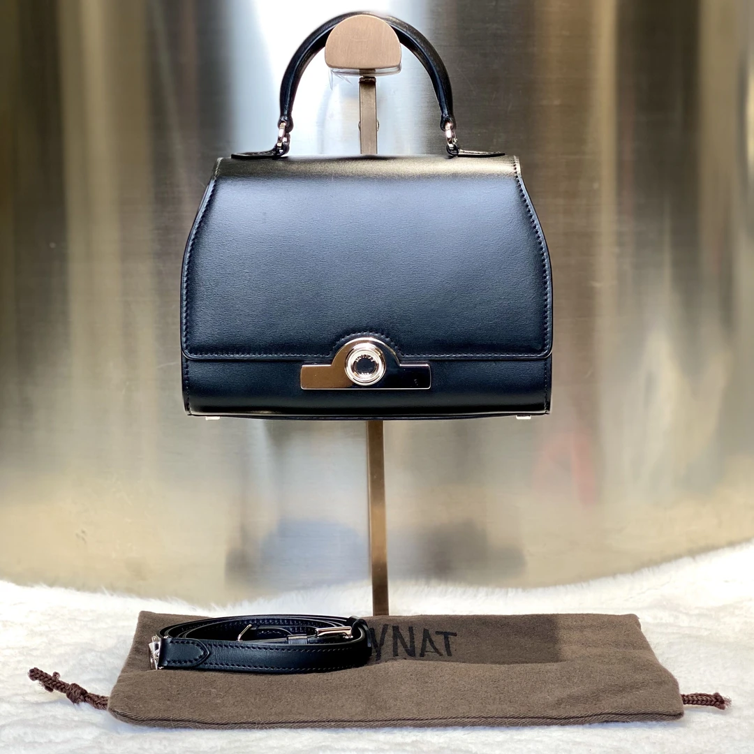 99新 MOYNAT/摩奈 古有莫奈Rejane bb小号黑色皮革手袋斜挎包5123