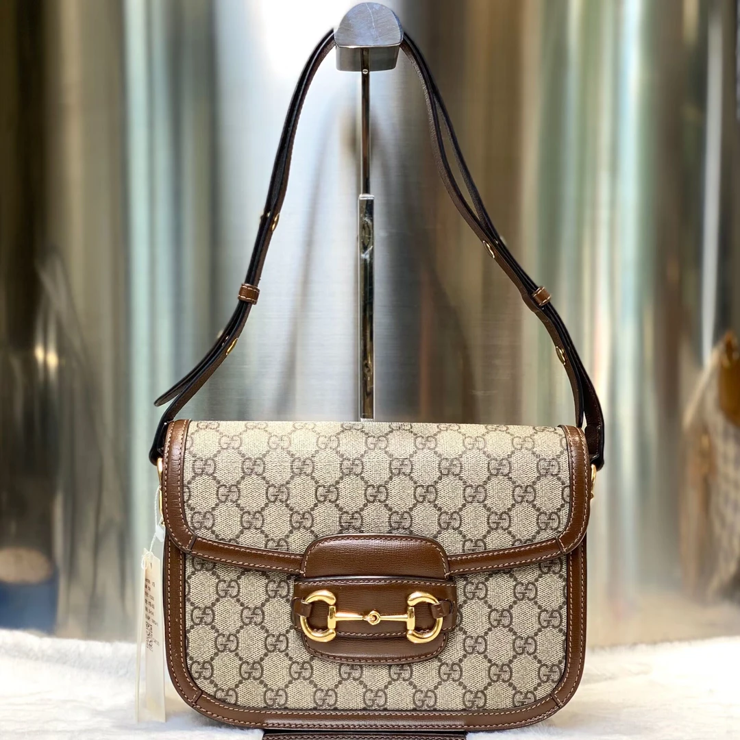 99新 GUCCI/古驰 古有98新1955马鞍包单肩斜挎包7574