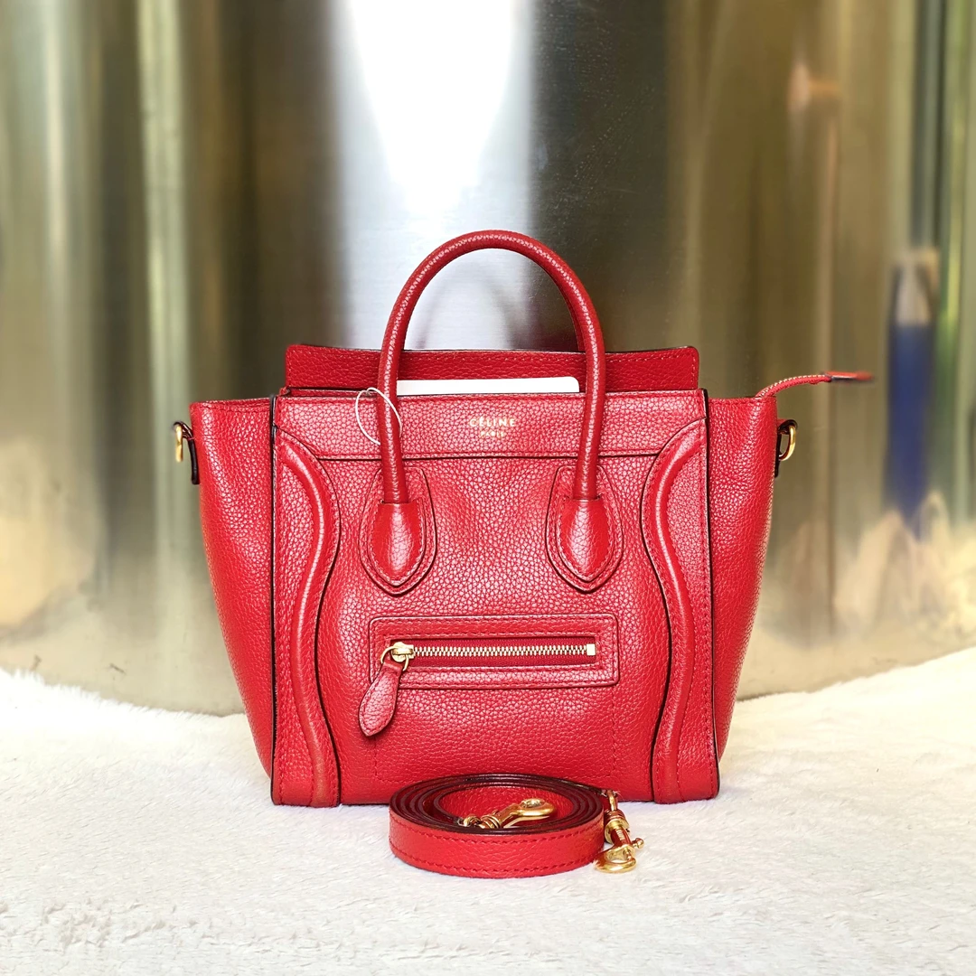 99新 Celine/思琳 古有98新笑脸斜挎包红色0684
