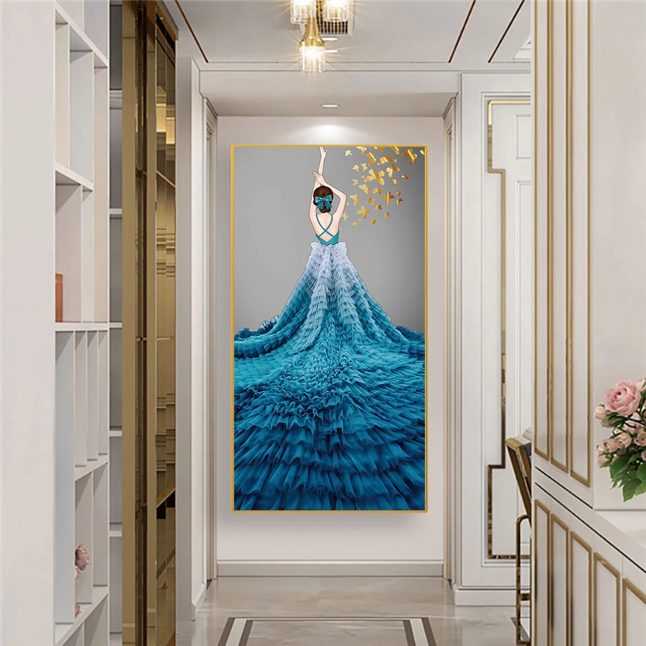 【升级款】《岁月芳华》入户玄关晶瓷镶钻装饰画装修走廊壁画XG70