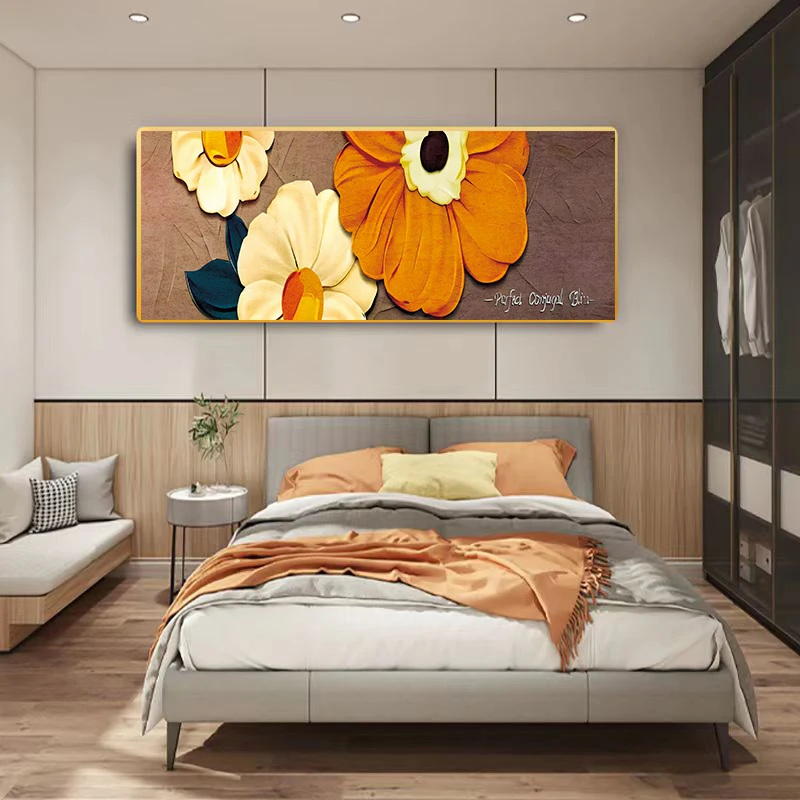 视觉肌理感【艺术花一】抽象感画床头油画布装饰画YCT01