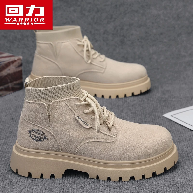 回力高档男鞋2025冬季新款英伦风马丁靴复古潮流运动鞋休闲大黄靴