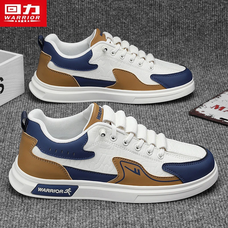 回力男士高档板鞋2025春季新款男鞋皮面防水防滑运动鞋平底耐磨鞋