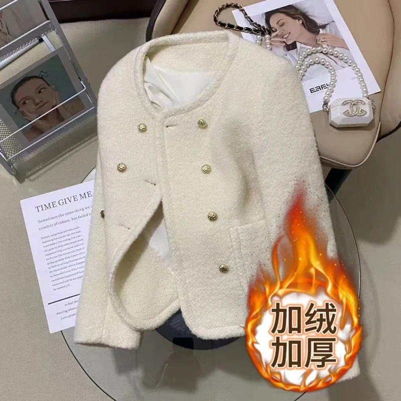 米色气质百搭小香风毛呢短外套女秋冬2024新款设计感时尚潮流上衣