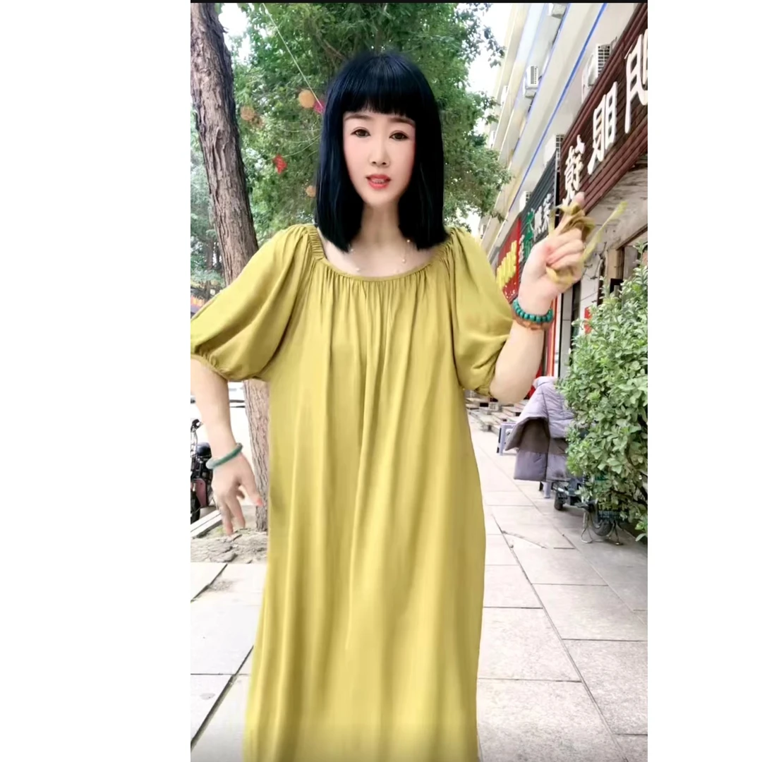 阔版绵绸设计款连衣裙气质时尚休闲