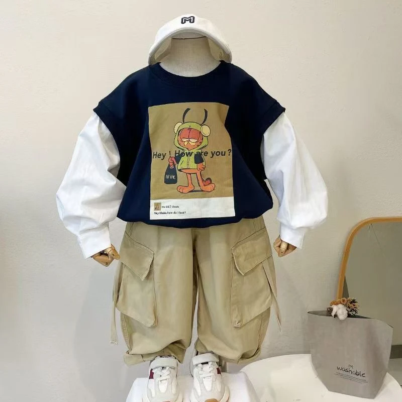 儿童装男童春秋套装2024韩范新款秋季洋气帅气时髦酷帅两件套潮衣