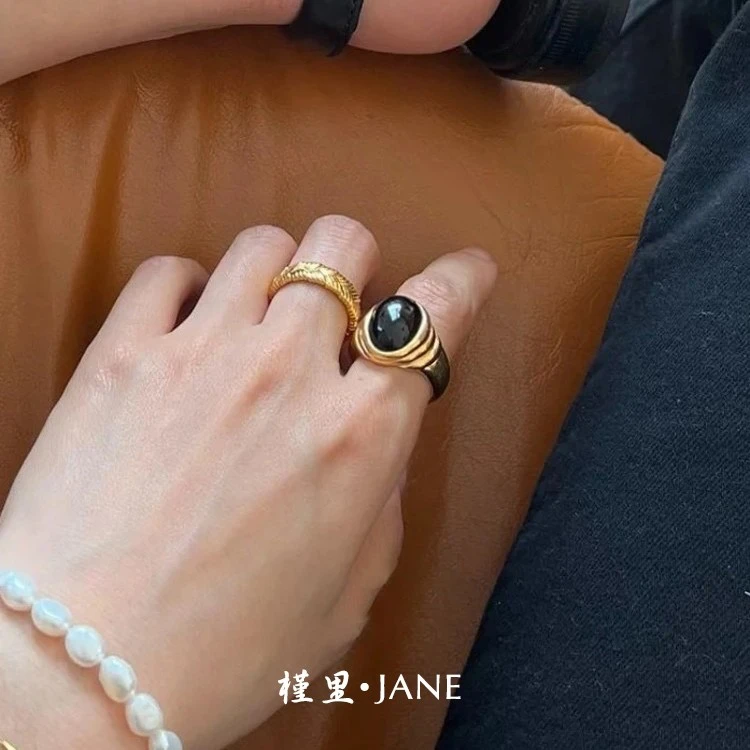 铜合金戒指 欧美复古轻奢食指戒指女小众设计高级感时尚百搭指环