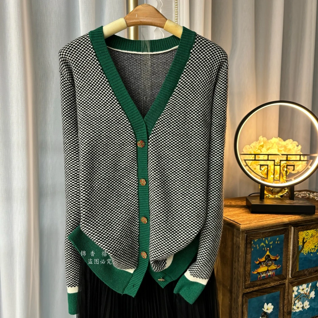 【A802宝绿】欧货时尚百搭轻奢宽松显瘦针织开衫毛衣外套