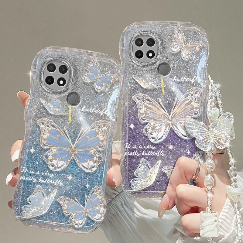 闪粉蝴蝶适用oppoA35手机壳2021版A35硅胶套防摔PEFMOO软壳女款网