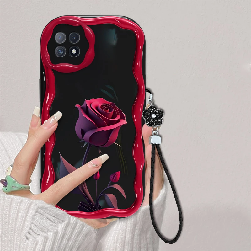 红色玫瑰适用OPPOA53手机壳全包防摔硅胶PECM30奶油纹网红新款软