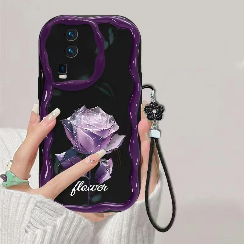 紫色玫瑰适用iQOONeo7竞速版手机壳V2232A奶油纹轻奢软壳时尚网红