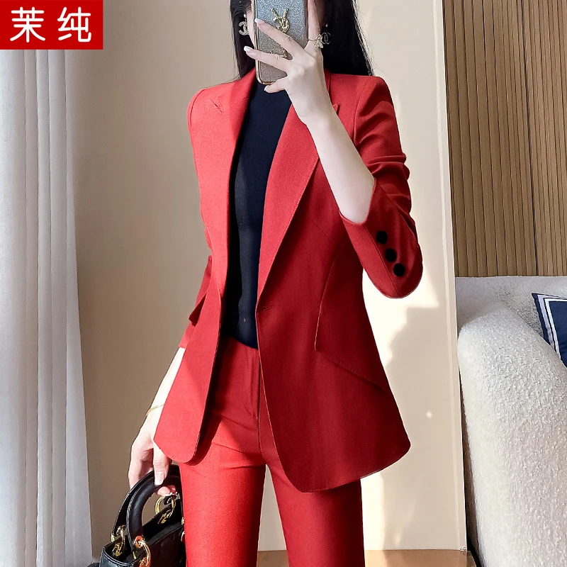 西装外套女红色今年流行小西服上衣气质高端奢华大牌职业正装套装