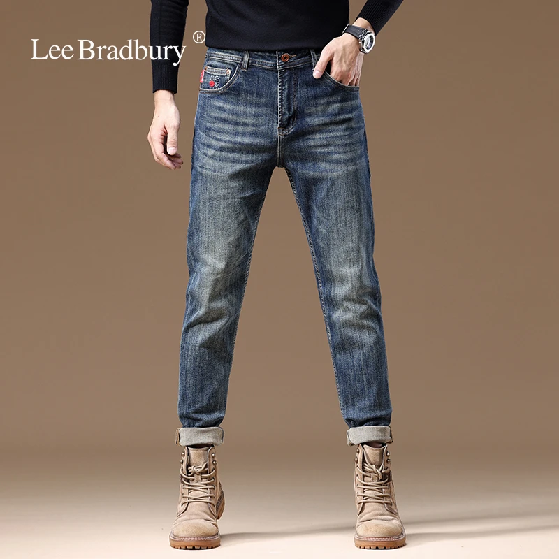 Lee Bradbury秋季新款美式复古男士百搭弹力休闲潮流牛仔裤16001