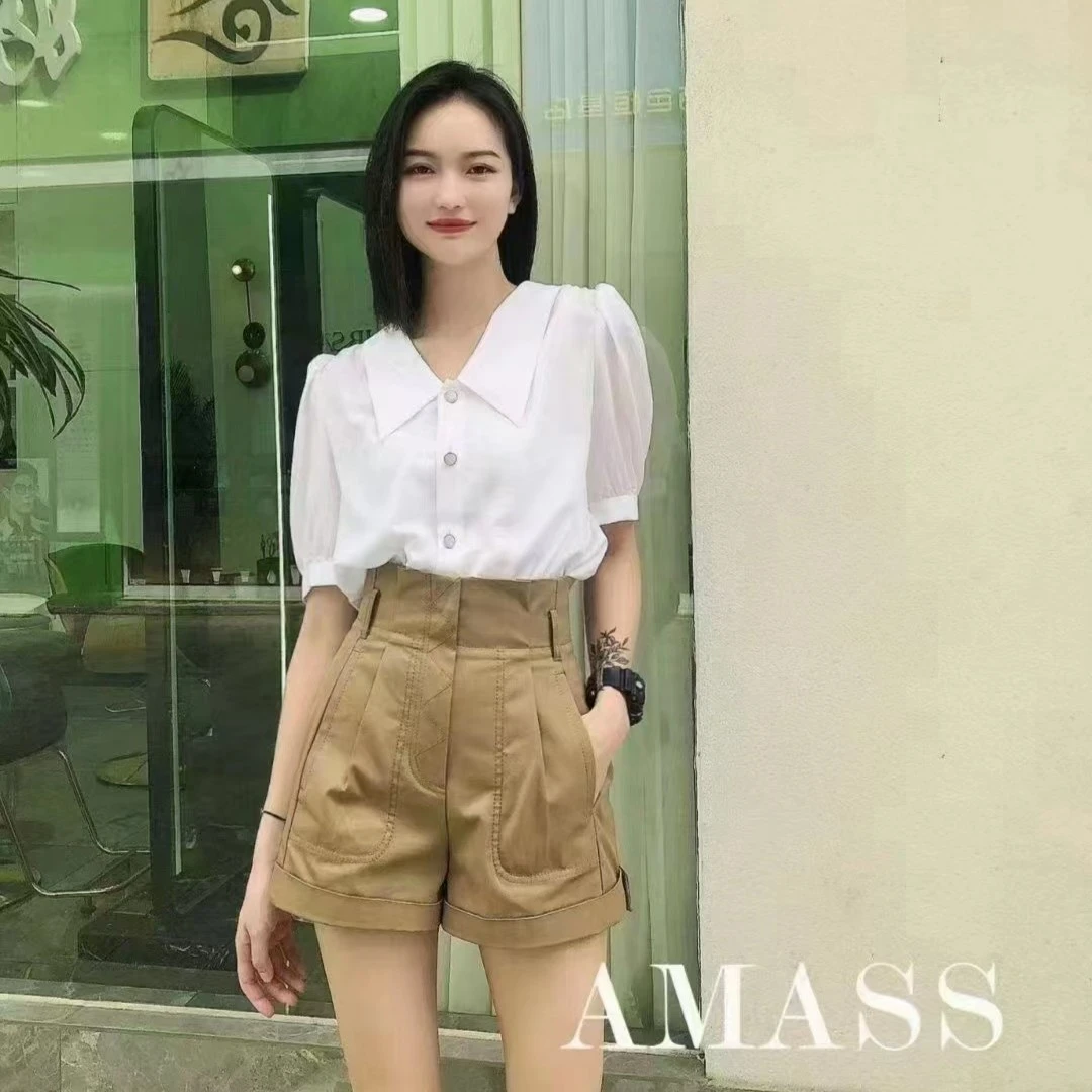 阿玛施AMASS【榛果摩卡】高腰A阔痞帅炸街风短裤5100361
