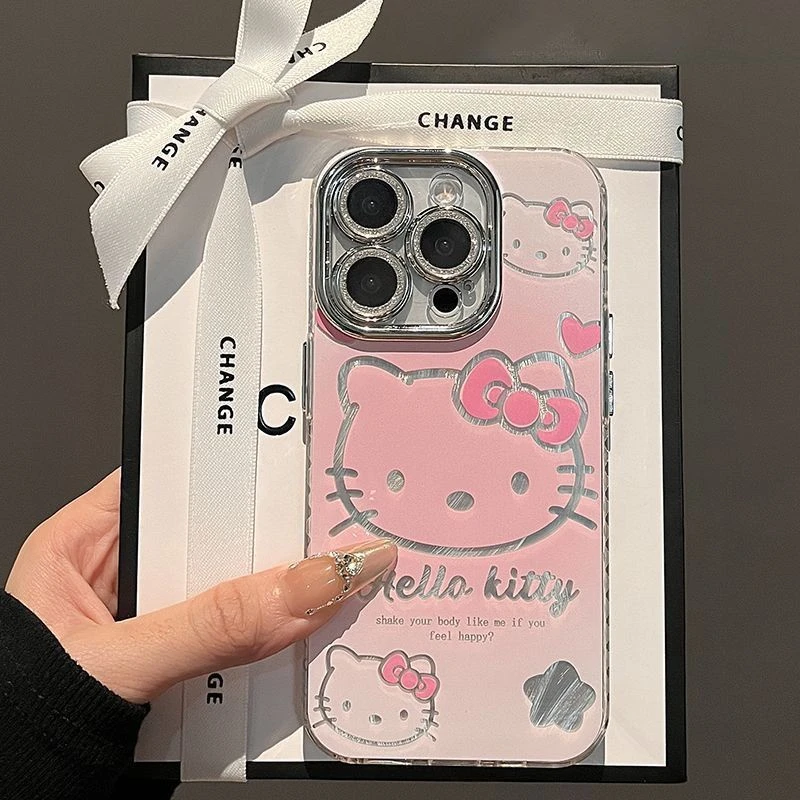 羽纱凯蒂猫带挂绳气囊适用苹果16promax手机壳14镜头膜13pro网红