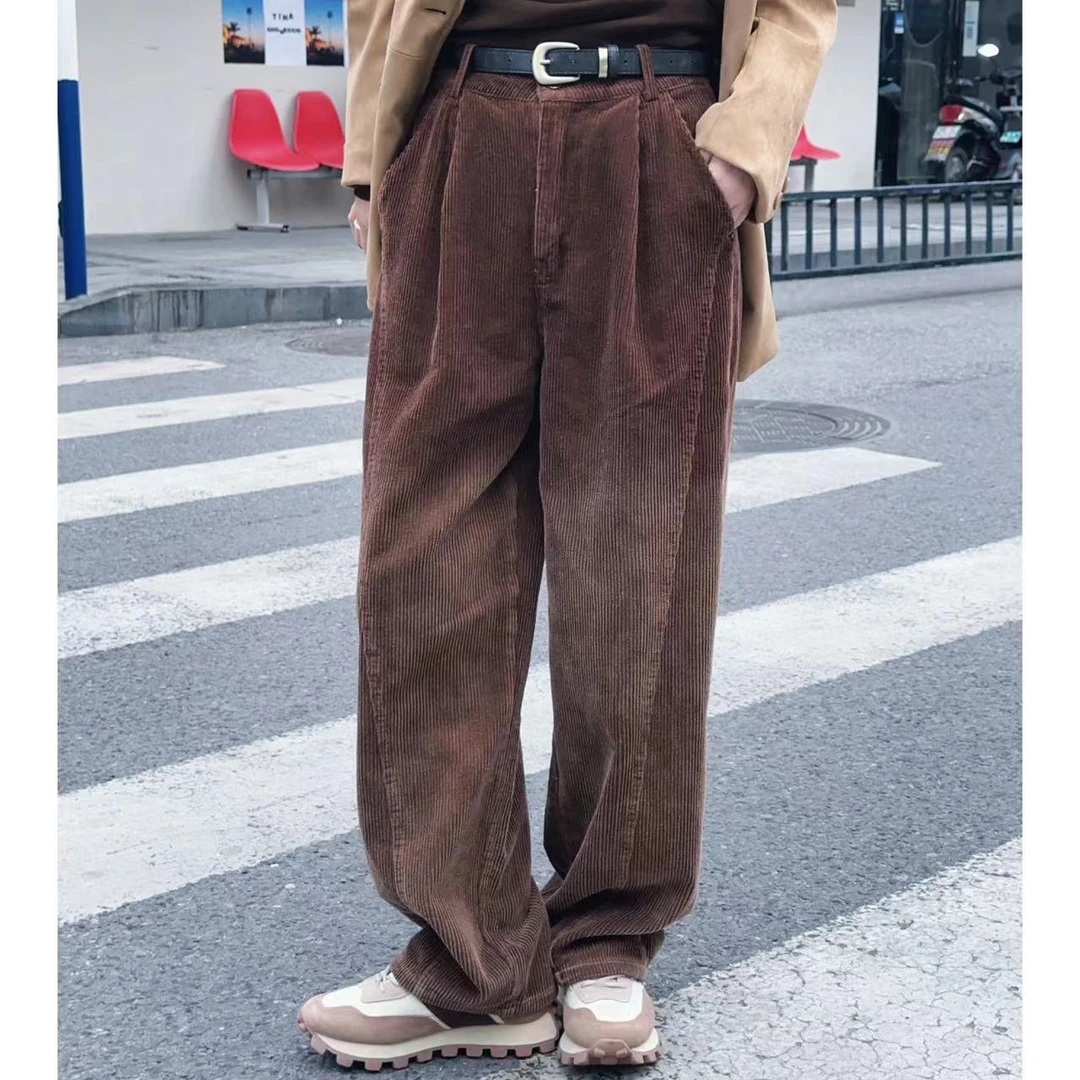 【洁子推荐】99219 秋季新款灯芯绒渐变色休闲弯刀裤