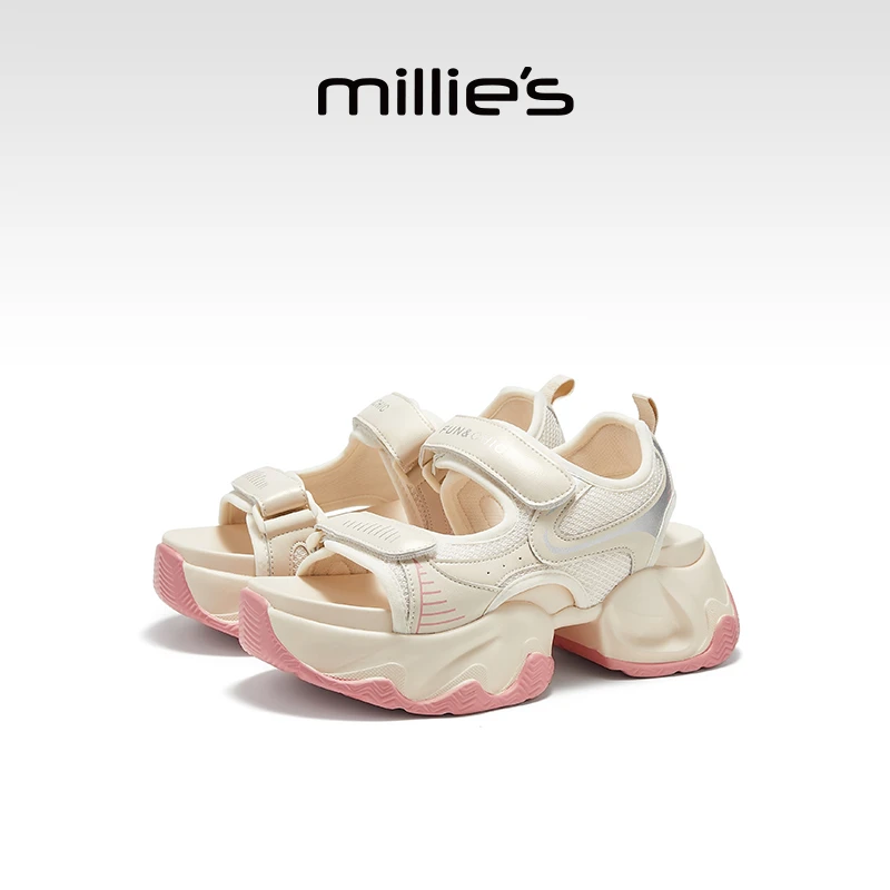 妙丽小个子松糕厚底凉鞋女鞋2024夏季新款运动罗马凉鞋外穿沙滩鞋