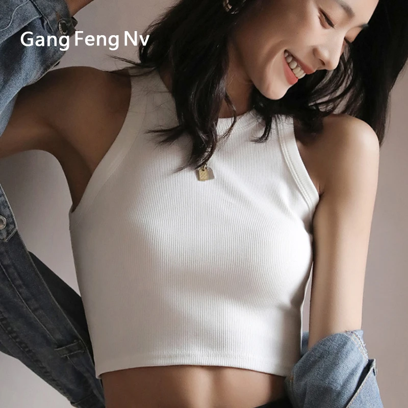 网红短款黑色打底螺纹吊带背心女夏季内搭无袖设计感外穿上衣潮小