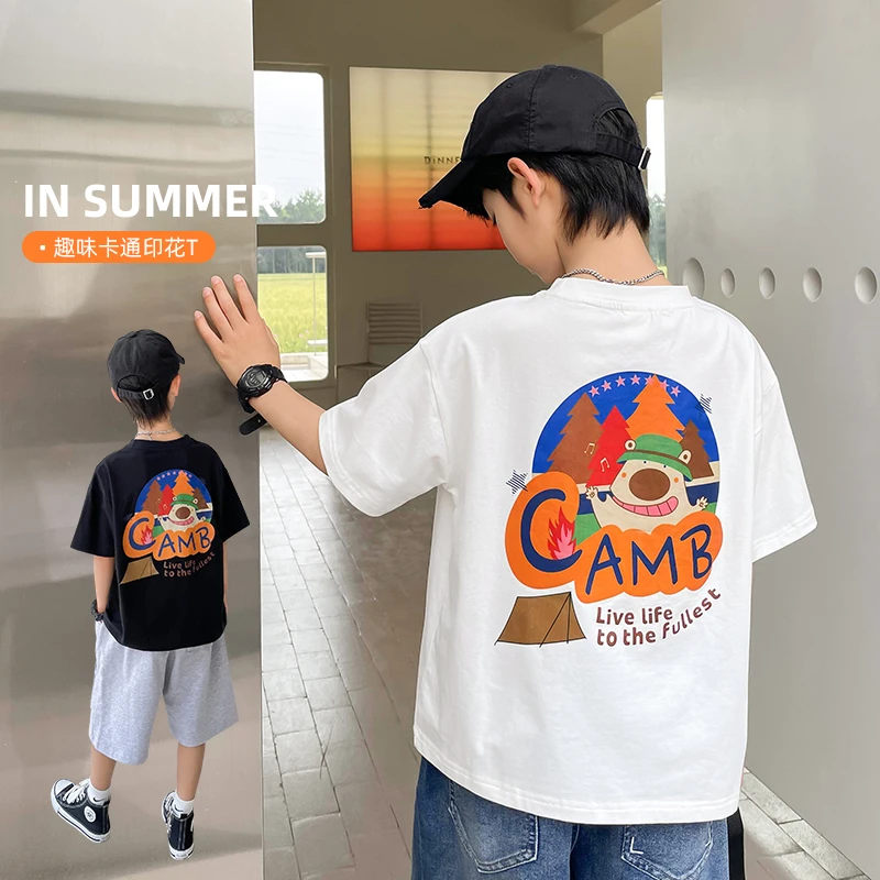 童装2025夏季新款创意T恤潮酷男童印花短袖洋气帅气上衣|23ba59