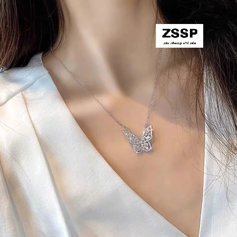 钛钢项链 满锆蝴蝶项链女轻奢小众锁骨链小众设计感简约颈链3207