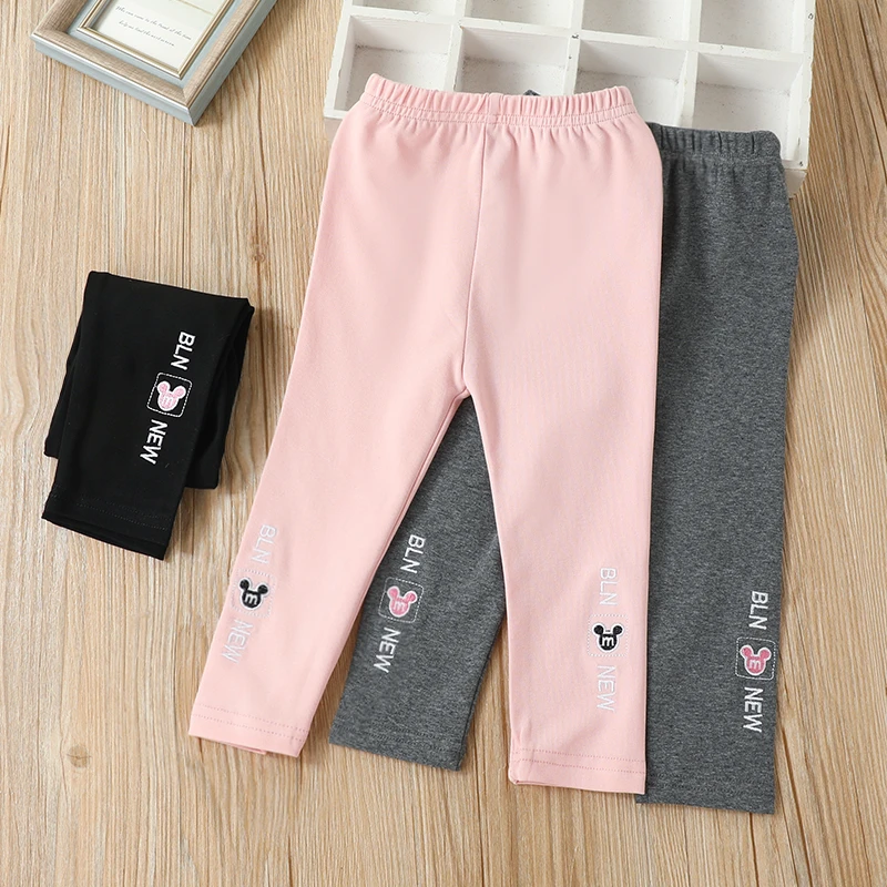 儿童女小童春秋打底裤新款宝宝绣花裤子婴幼儿韩版外穿薄款长裤2