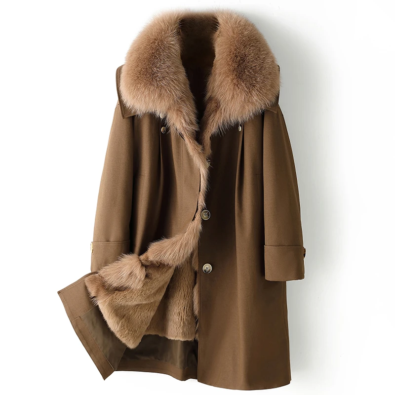 派克服女2025年秋冬新款狐狸毛领獭兔毛内胆皮草外套女时尚年轻款