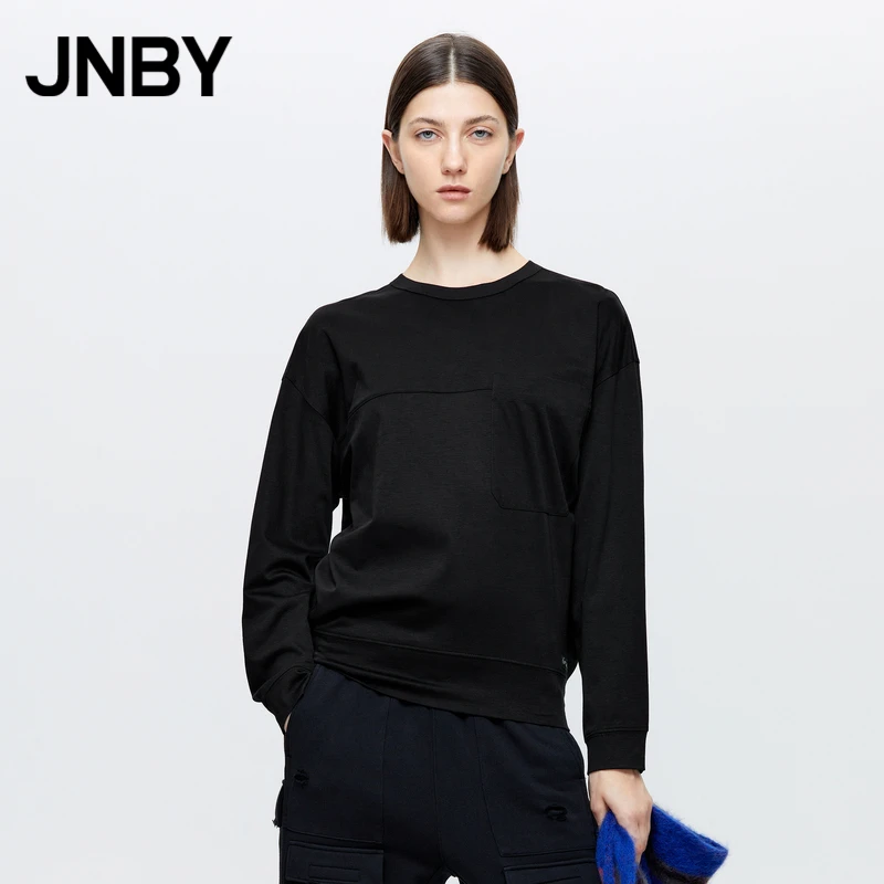 JNBY/江南布衣秋季T恤宽松休闲简约柔软舒适长袖圆领5L7132930