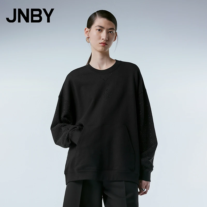 JNBY/江南布衣春秋季女装卫衣烫钻宽松圆领女5O2411610