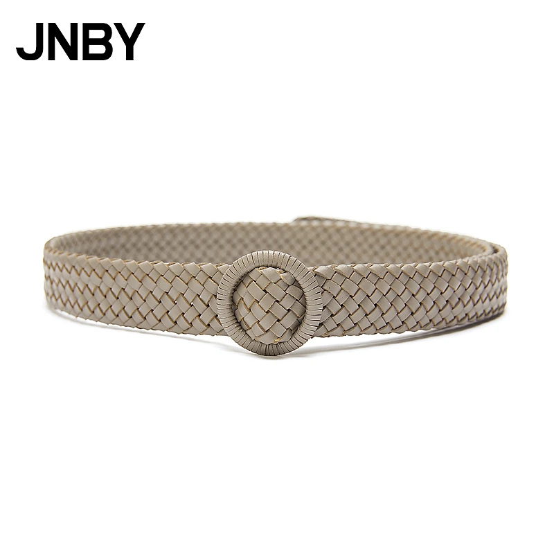 JNBY/江南布衣秋季牛皮革腰带女编织感休闲时尚配饰7N8K13500