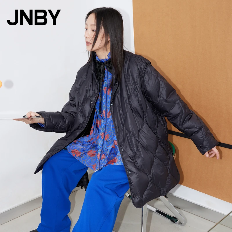 JNBY/江南布衣冬季羽绒服拼接简约时尚暖中长款宽松5L8C23460
