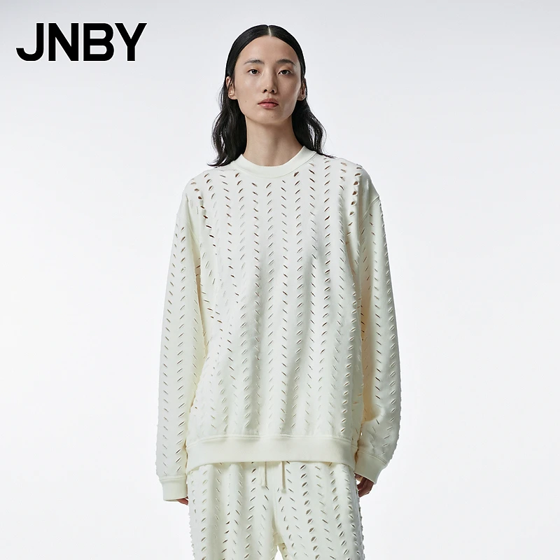 【奥莱特卖】JNBY/江南布衣秋季圆领卫衣长袖宽松镂空棉质5N8412140