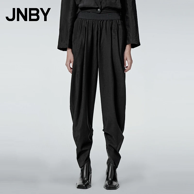 JNBY/江南布锥形裤女休闲裤子绵羊毛精纺褶皱设计5N7E13870