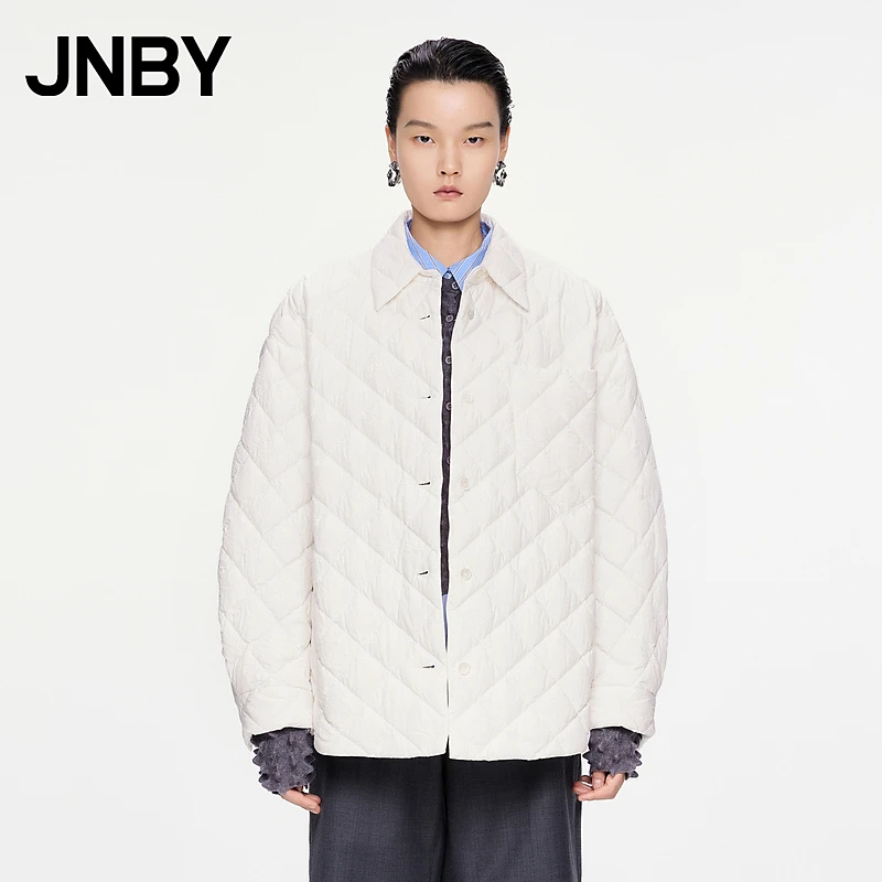 JNBY/江南布衣秋冬羽绒服轻薄休闲宽松简约衬衫领外套5O0C11640
