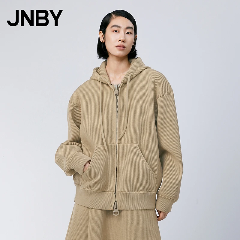 JNBY/江南布衣春秋季女装毛针织衫开衫宽松连帽简约通勤5O1310240