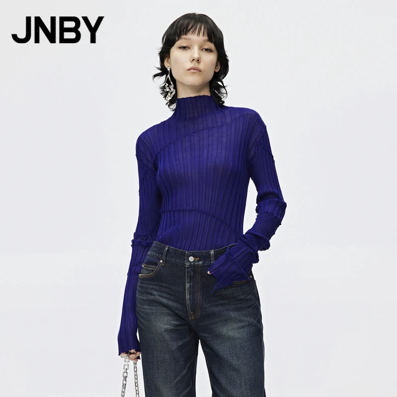 JNBY/江南布衣秋季毛针织衫女棉质修身高领套头短款长袖5M7311260
