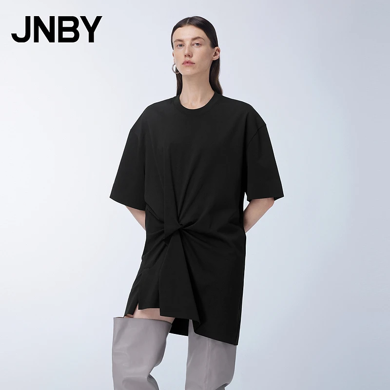 JNBY/江南布衣夏针织连衣裙宽松休闲圆领短袖5O4G11500