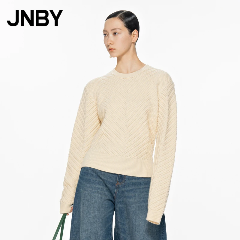 JNBY/江南布衣毛针织衫镂空圆领套头毛衫通勤女上衣5N1312070
