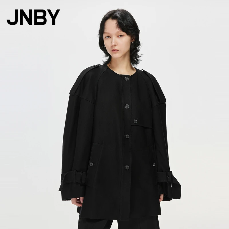JNBY/江南布衣秋季风衣女桑蚕丝挺括纽扣通勤A型长袖5M8910650