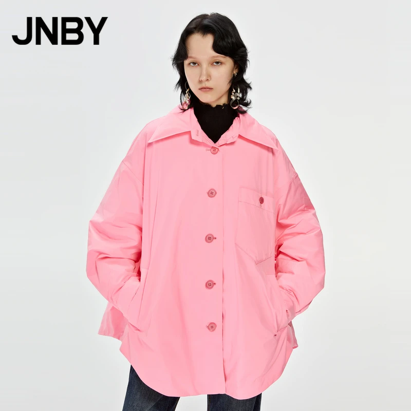 JNBY/江南布衣秋衬衫羽绒服翻领H型女外套通勤翻领口袋5M9C10860