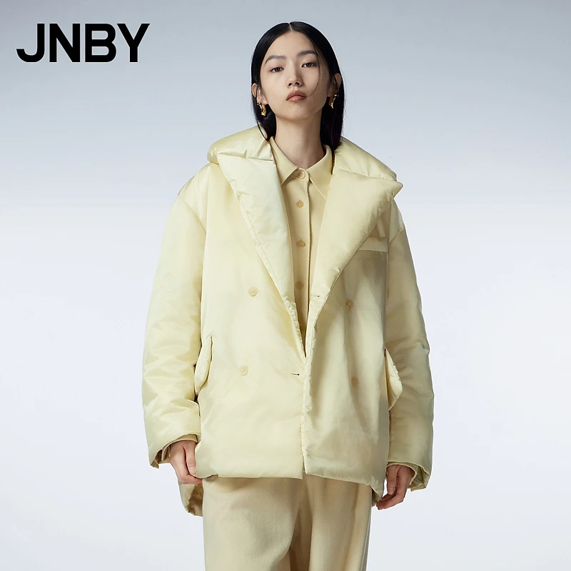 JNBY/江南布衣冬西装领羽绒服外套女中长款宽松简约通勤5NAC12880