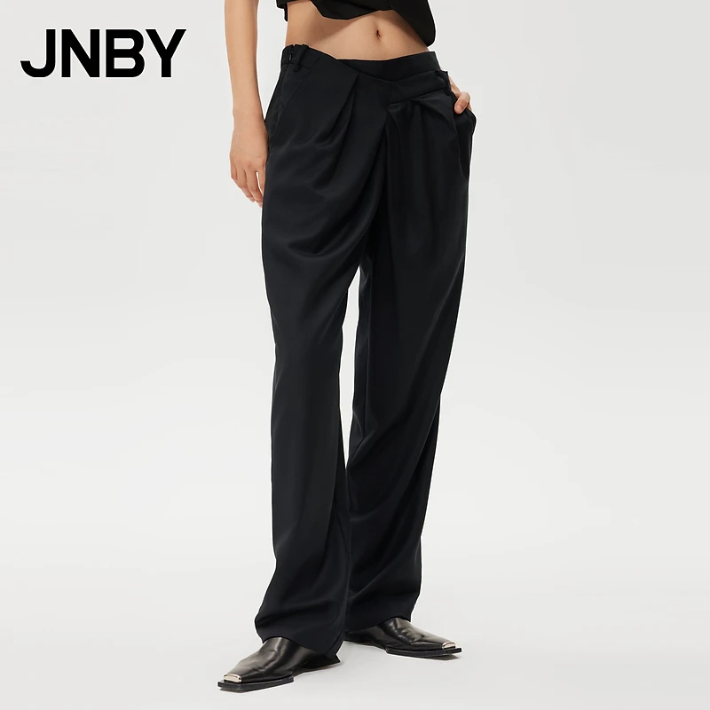 JNBY/江南布衣早秋休闲裤直筒宽松褶皱通勤自然腰简约5N4E15460