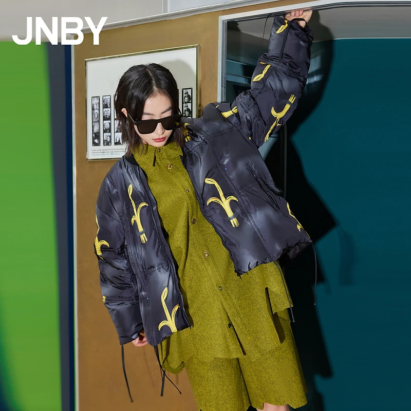 防寒【抖音会员专享】JNBY/江南布衣冬羽绒服立领印花抽绳5L0C12590