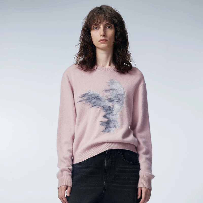 JNBY/江南布衣秋季针织衫女圆领套头毛衣吹风兔子图案5N9312220