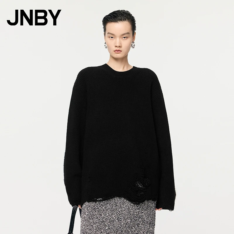 JNBY/江南布衣秋季圆领针织衫女套头毛衣简约纯色通勤5N8315721