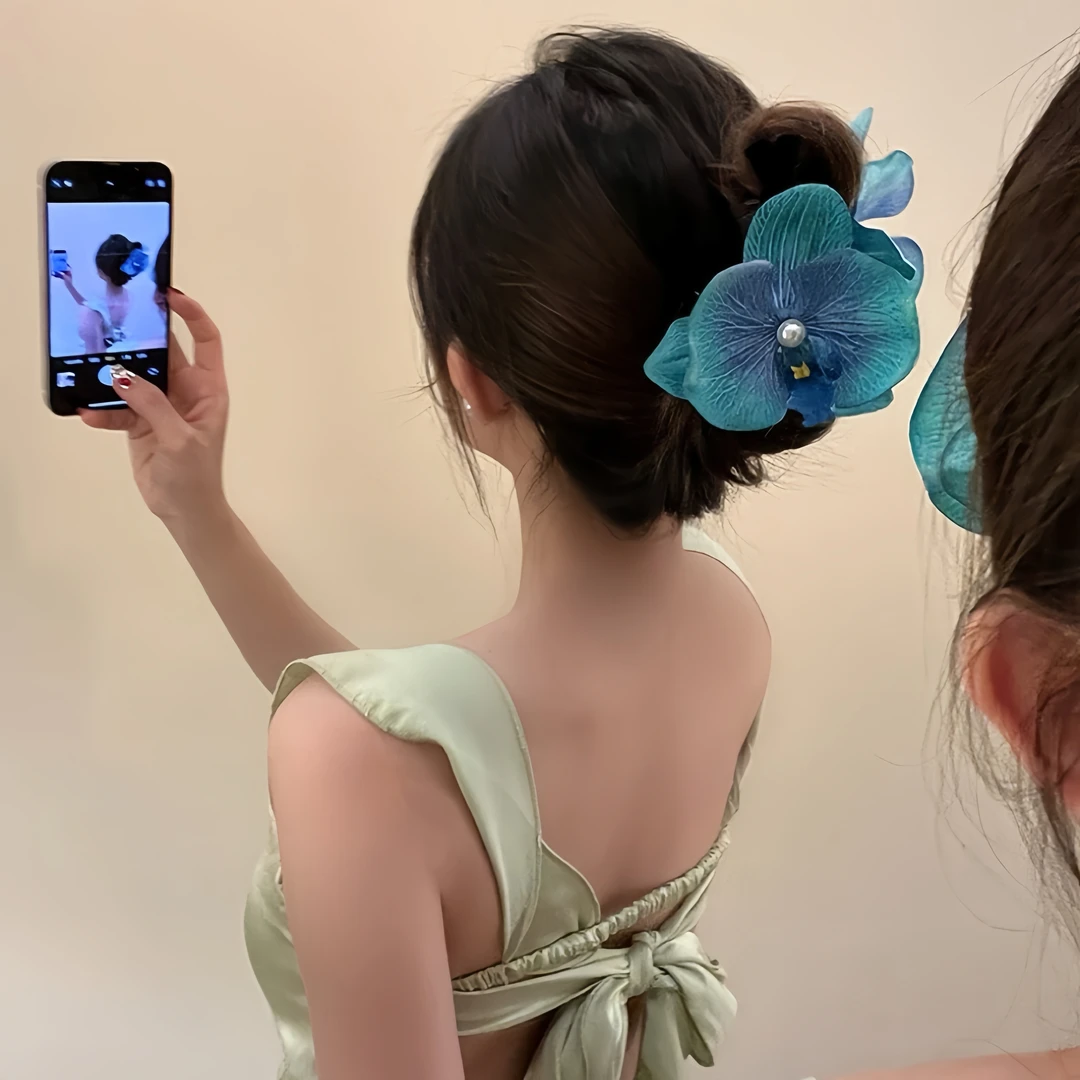 WANYU蝴蝶兰发夹头饰超仙兰发夹抓夹发饰女