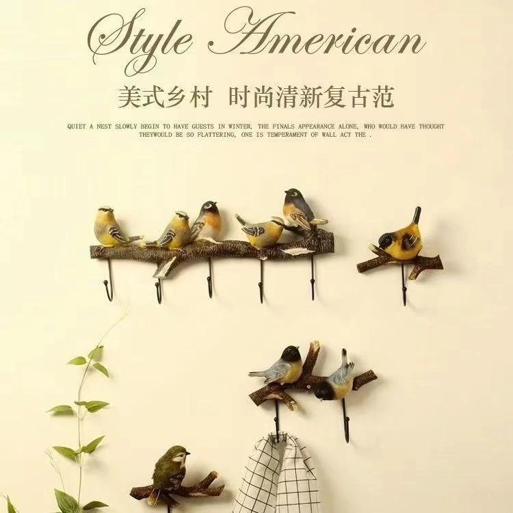 美式乡村小鸟挂钩复古玄关挂衣钩客厅门口墙壁装饰挂衣架钥匙壁挂