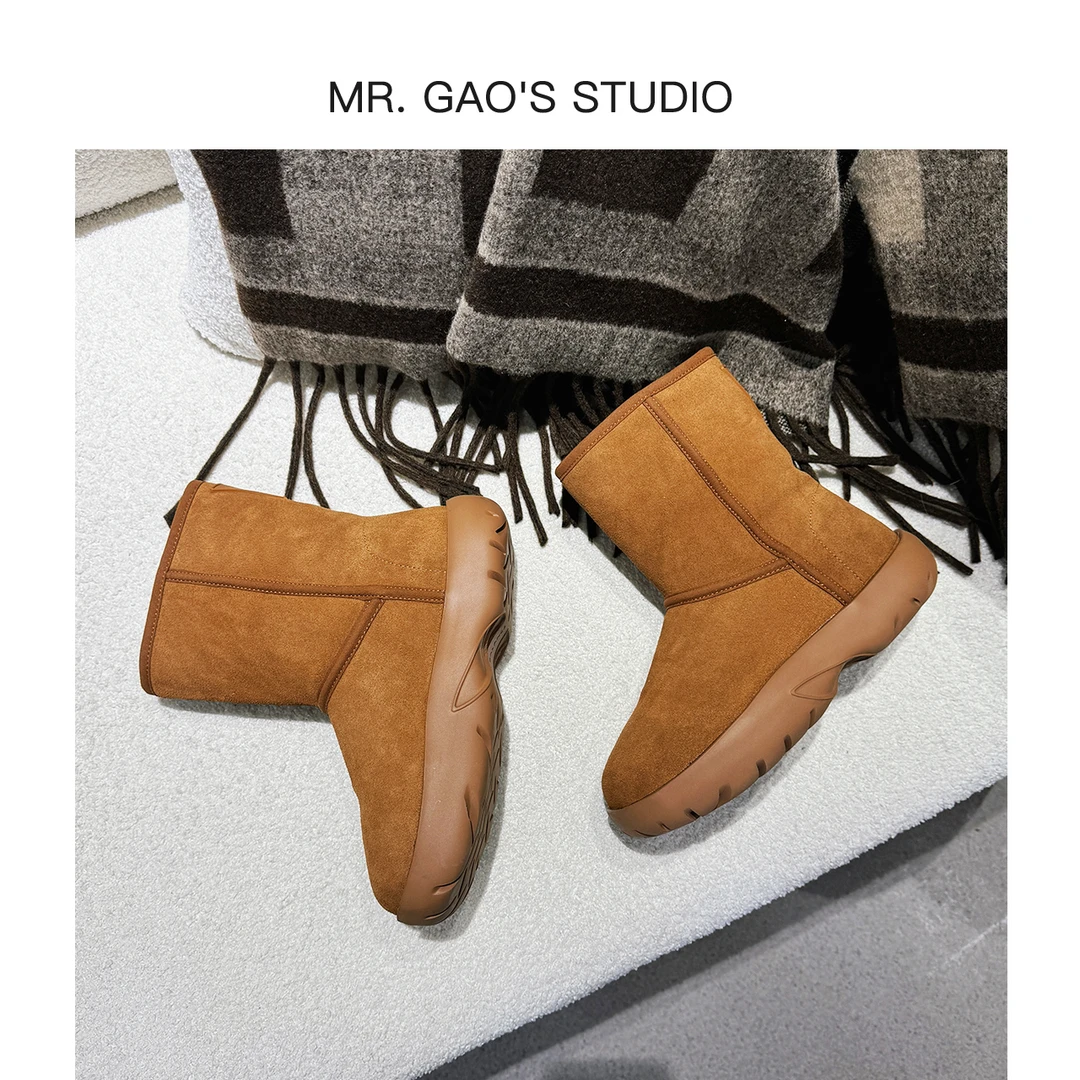 【Mr.Gao】冬季新款中筒雪地靴保暖加厚经典百搭厚底靴加绒舒适女鞋